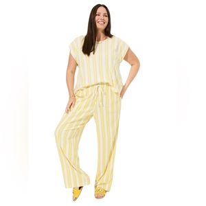 4pc Set, Torrid Striped Yellow Linen Both Tops/Pants/Shorts - NEW